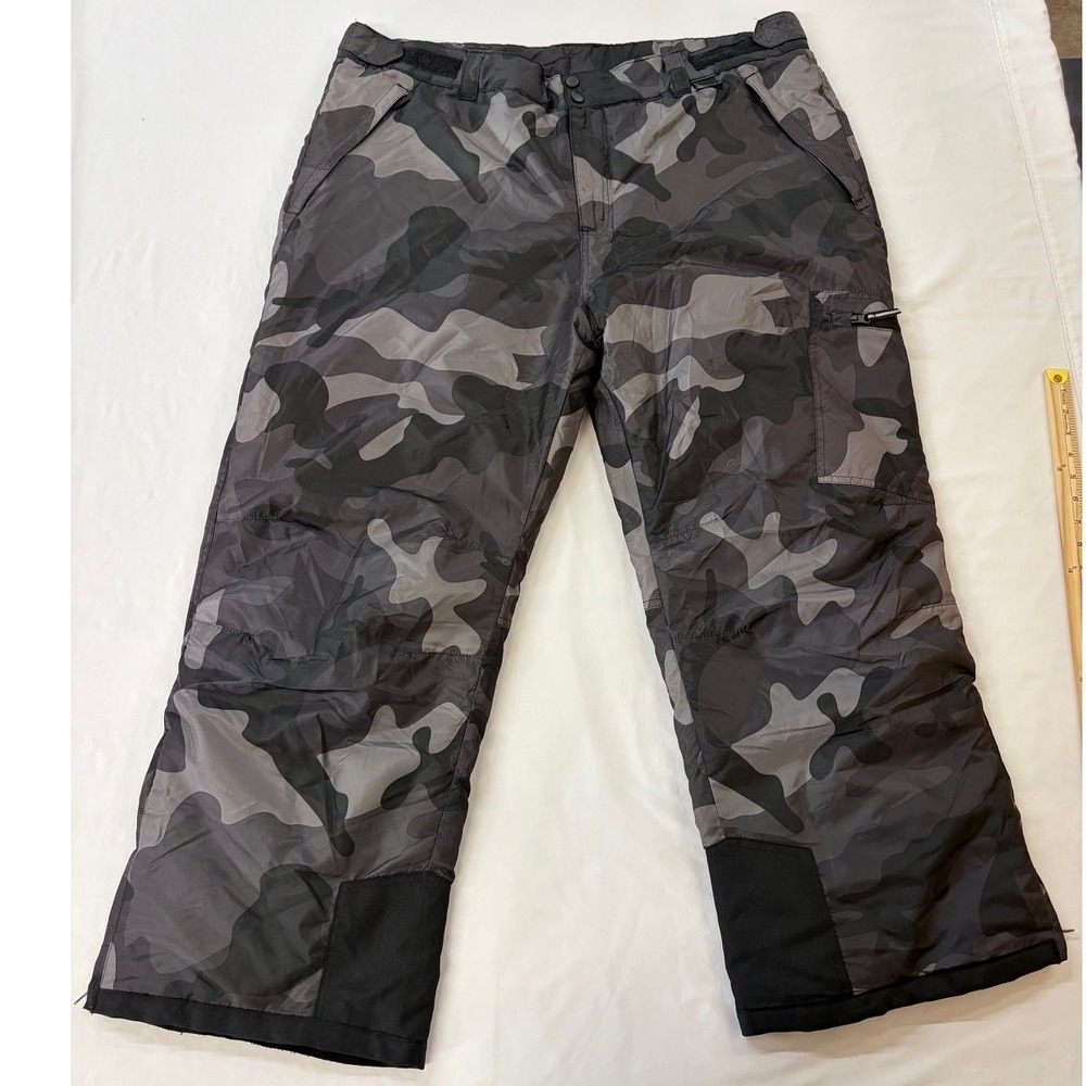 Explore the Unknown AQ Mens XXL Snow Pants Gray Camo Insulated Ski Snowboard